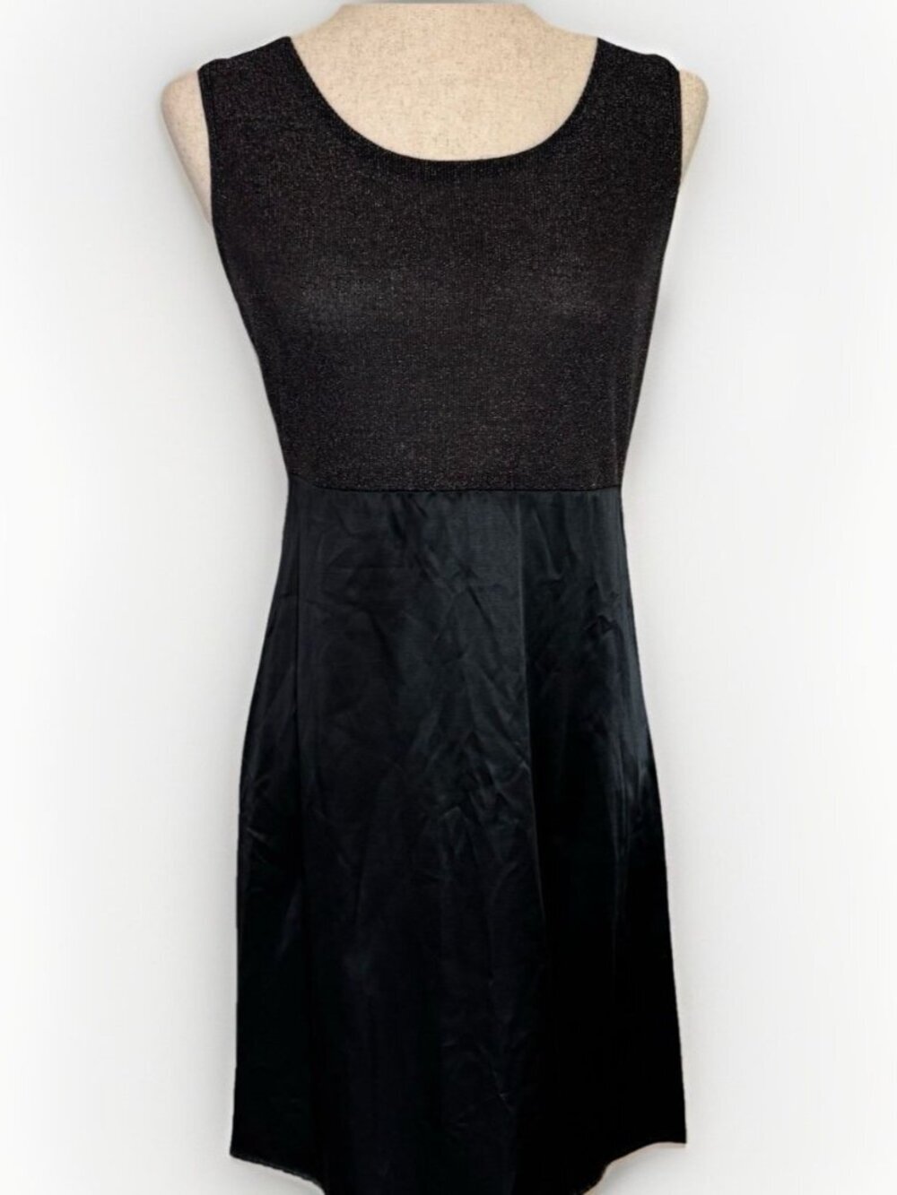 Vintage MS Choice‎ California Mini Dress Size 8 USA Cocktail Black Satin Sparkle